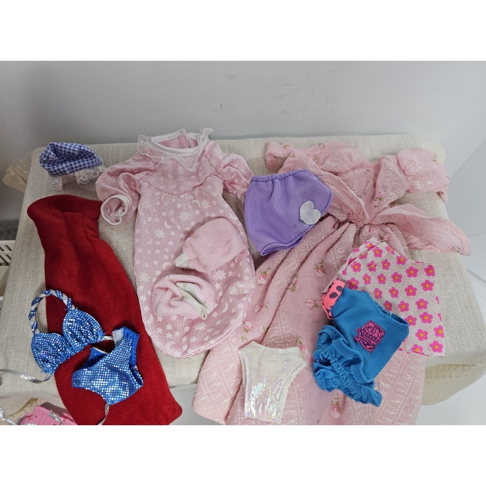 Vintage Barbie Clothing Dresses, Swimsuit, And P.J.s Lot - Picture 3 of 4